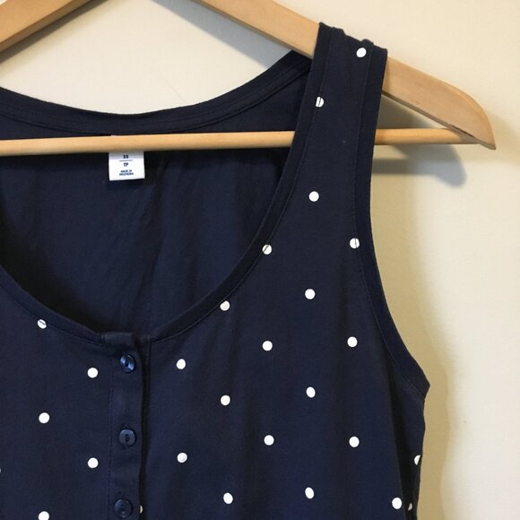 Old Navy Cute Polka Dot Tie Hem Button Collar Cotton Tank Top - Picture 4 of 15